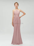 Halter Top Lace Side Slit Long Prom Dress, Elegant Popular Bridesmaid Dresses LMX1113