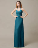 Halter Chiffon A-line Sleeveless Floor-Length Bridesmaid Dresses