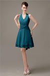 High-low Chiffon A-line Halter Short Bridesmaid Dresses