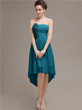 Straight High Low Chiffon Short Bridesmaid Dresses