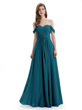 A-line Off-The-Shoulder Sweetheart Floor Length Bridesmaid Dresses