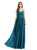 Elegant Spaghetti Straps A-line Chiffion Floor-Length Bridesmaid Dresses