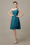 A-line Chiffon One Shoulder Knee-Length Short Bridesmaid Dresses