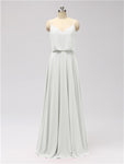 A-line Spaghetti Strap Chiffon Floor Length Bridesmaid Dresses