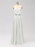 A-line Spaghetti Strap Chiffon Floor Length Bridesmaid Dresses