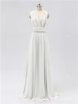 A-line Convertable V Neck Floor Length Jersey Bridesmaid Dresses