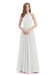 A-line Sleeveless High Neck Floor-Length Bridesmaid Dresses