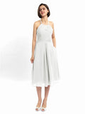 A-line Halter Sleeveless Pleats Short Bridesmaid Dresses