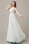 One-Shoulder A-line Beaded Chiffon Floor-Length Bridesmaid Dresses