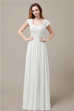 Cap Sleeves A-line Chiffon Floor-Length Bridesmaid Dresses