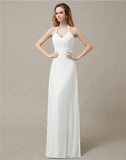 Halter Chiffon A-line Sleeveless Floor-Length Bridesmaid Dresses