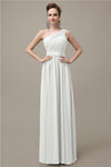 Charming One-shoulder A-line Chiffon Floor-Length Long Bridesmaid Dresses