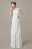 Simple A-line Chiffon Straight Floor-Length Long Bridesmaid Dresses