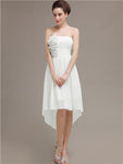 Straight High Low Chiffon Short Bridesmaid Dresses