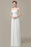 Simple A-line Chiffon Sweetheart Floor-Length Long Bridesmaid Dresses.