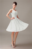 A-line Chiffon V-Neck Knee-Length Short Bridesmaid Dresses