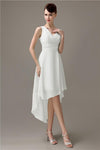 A-line Chiffon V-Neck High-Low Short Beach Bridesmaid Dresses