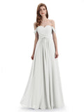 A-line Off-The-Shoulder Sweetheart Floor Length Bridesmaid Dresses