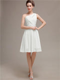 Pretty One-shoulder A-line Knee-Length Bridesmaid Dresses