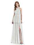 Beautiful Halter Chiffon A-line Sleeveless Floor-Length Bridesmaid Dresses