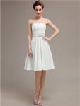 Pretty Strapless Flower Belt A-line Knee-Length Bridesmaid Dresses