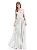 Simple Spaghetti Straps Chiffon A-line Sleeveless Floor-Length Bridesmaid Dresses