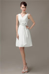 Cheap A-line Chiffon V-Neck Sleeveless Short Bridesmaid Dresses