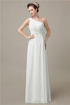 Simple A-line Chiffon One Shoulder Floor-Length Long Bridesmaid Dresses.