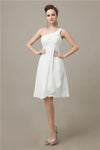 A-line Chiffon One Shoulder Knee-Length Short Bridesmaid Dresses