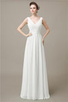 V-Neck Chiffon A-line Floor-Length Bridesmaid Dresses