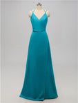 A-line V Neck Floor Length Bridesmaid Dresses