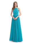 A-line Sleeveless High Neck Floor-Length Bridesmaid Dresses