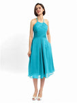 A-line Halter Sleeveless Pleats Short Bridesmaid Dresses