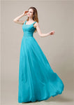 Shoulder Strap A-line Chiffon Elegant Floor-Length Bridesmaid Dresses