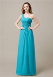 One-Shoulder A-line Sleeveless Floor-Length Bridesmaid Dresses