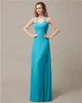 Halter Chiffon A-line Sleeveless Floor-Length Bridesmaid Dresses