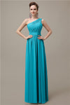 Charming One-shoulder A-line Chiffon Floor-Length Long Bridesmaid Dresses