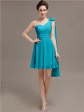 One Shoulder Chiffon Short Bridesmaid Dresses