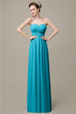 A-line Chiffon Sweetheart Floor-Length Long Bridesmaid Dresses