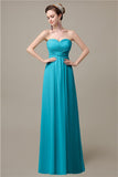 A-line Sweetheart Chiffon Floor-Length Long Bridesmaid Dresses