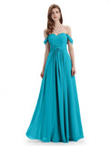 A-line Off-The-Shoulder Sweetheart Floor Length Bridesmaid Dresses