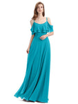 Elegant A-line Spaghetti Straps Chiffion Floor-Length Bridesmaid Dresses