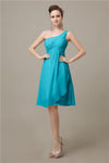 A-line Chiffon One Shoulder Knee-Length Short Bridesmaid Dresses