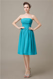 Pretty Strapless Chiffon A-line Knee-Length Bridesmaid Dresses