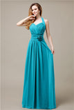 Pretty A-line Chiffon Hatler Floor-Length Bridesmaid Dresses