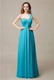 Pretty A-line Chiffon One-Shoulder Floor-Length Bridesmaid Dresses