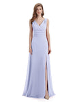 A-line Sleeveless V-Neck Side Slit Floor-Length Bridesmaid Dresses