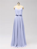 A-line Spaghetti Strap Chiffon Floor Length Bridesmaid Dresses