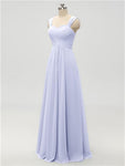 A-line Strap Chiffon Floor Length Long Bridesmaid Dresses