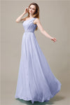 One-Shoulder A-line Beaded Chiffon Floor-Length Bridesmaid Dresses